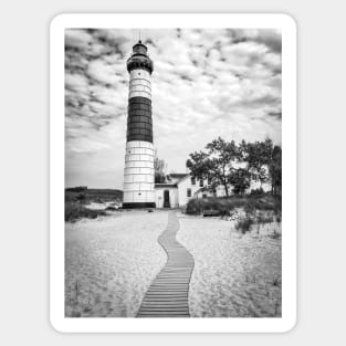 Big Sable Point Lighthouse - Black & White Sticker